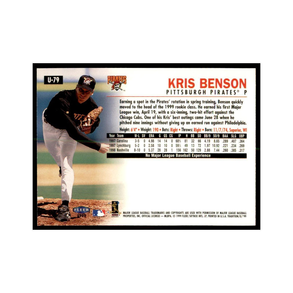 1999 Fleer Tradition Update Kris Benson Baseball Cards #U-79
