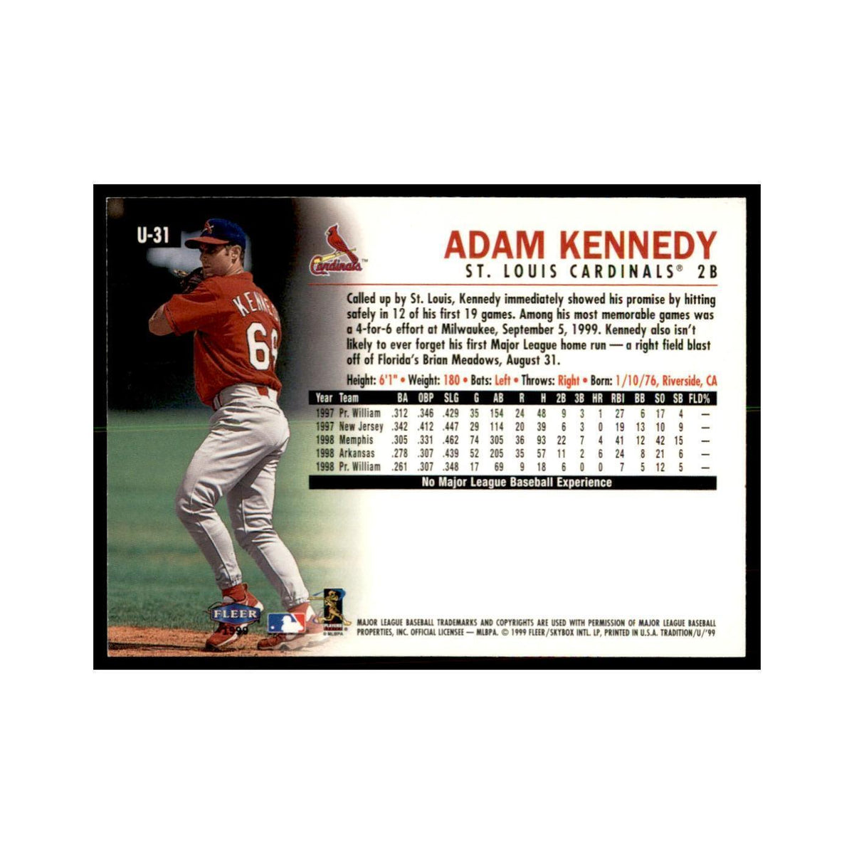 1999 Fleer Tradition Update Adam Kennedy Baseball Cards #U-31