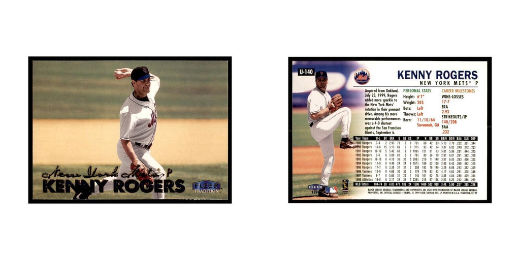 1999 Fleer Tradition Update Kenny Rogers Baseball Cards #U-140