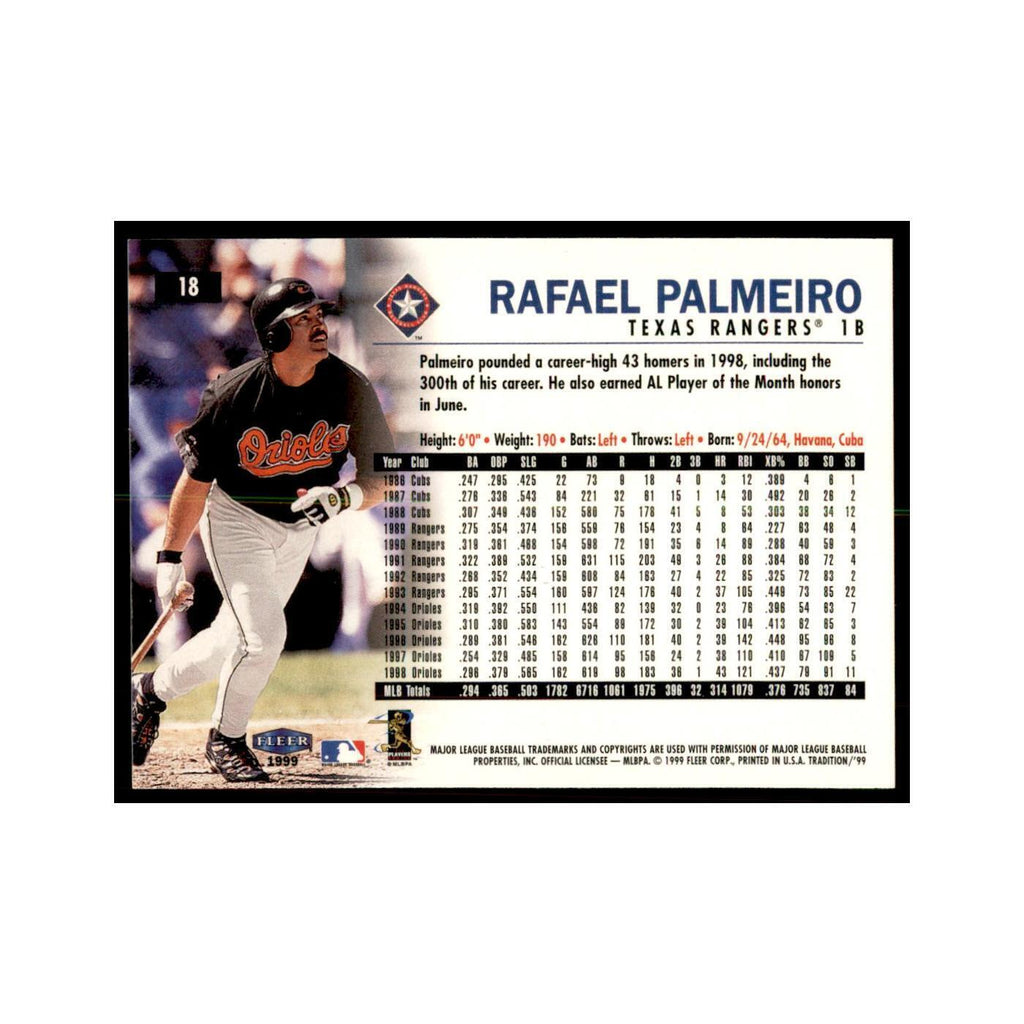 1999 Fleer Tradition Rafael Palmeiro Baseball Cards #18