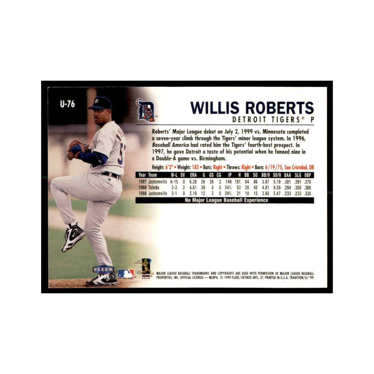 1999 Fleer Tradition Update Willis Roberts Baseball Cards #U-76