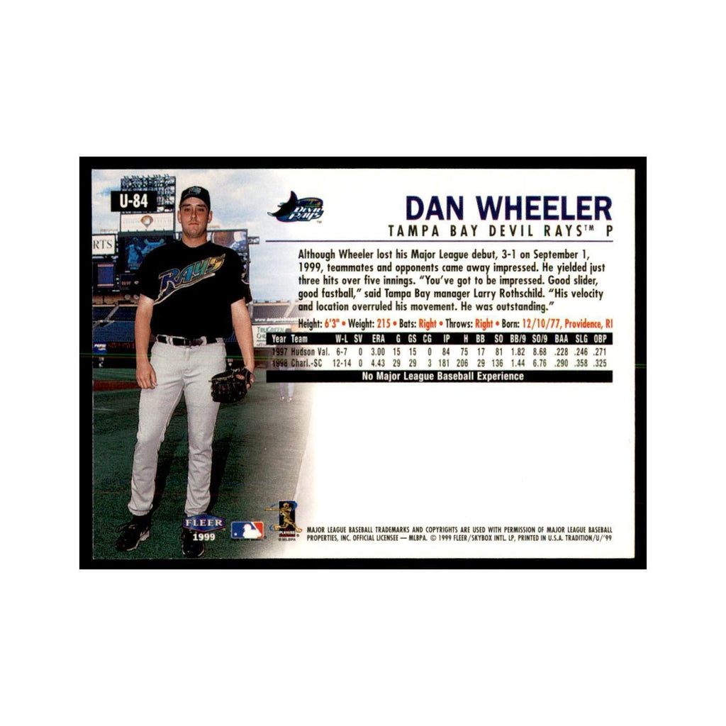 1999 Fleer Tradition Update Dan Wheeler Baseball Cards #U-84
