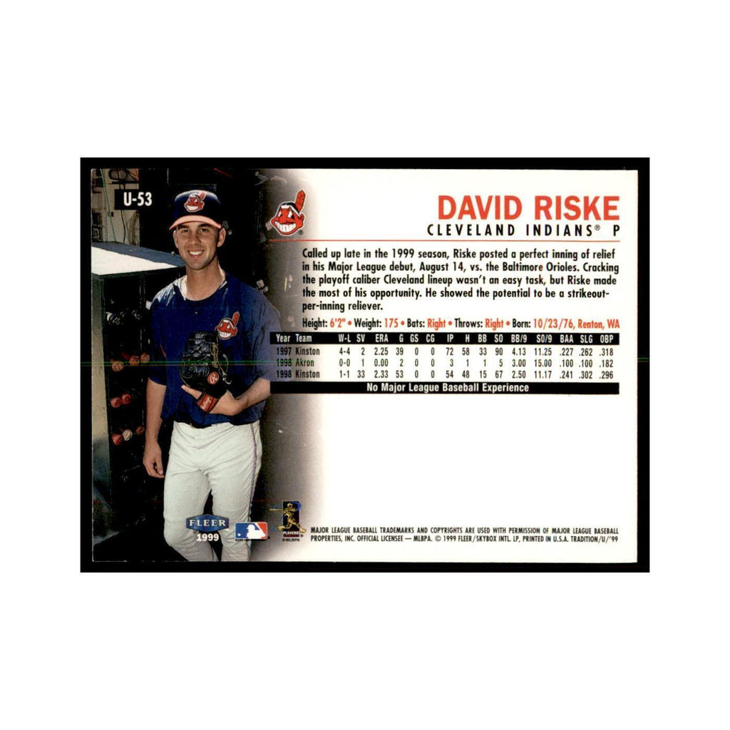 1999 Fleer Tradition Update David Riske Baseball Cards #U-53