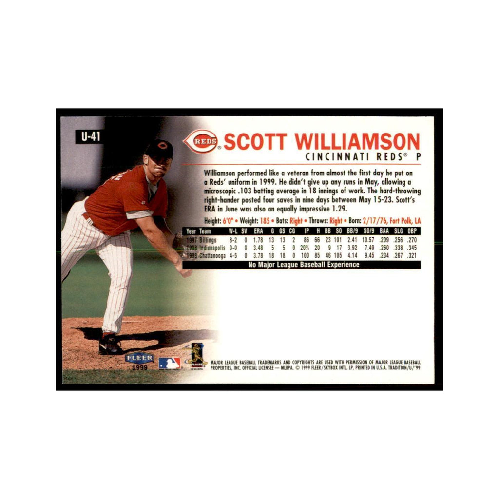 1999 Fleer Tradition Update Scott Williamson Baseball Cards #U-41