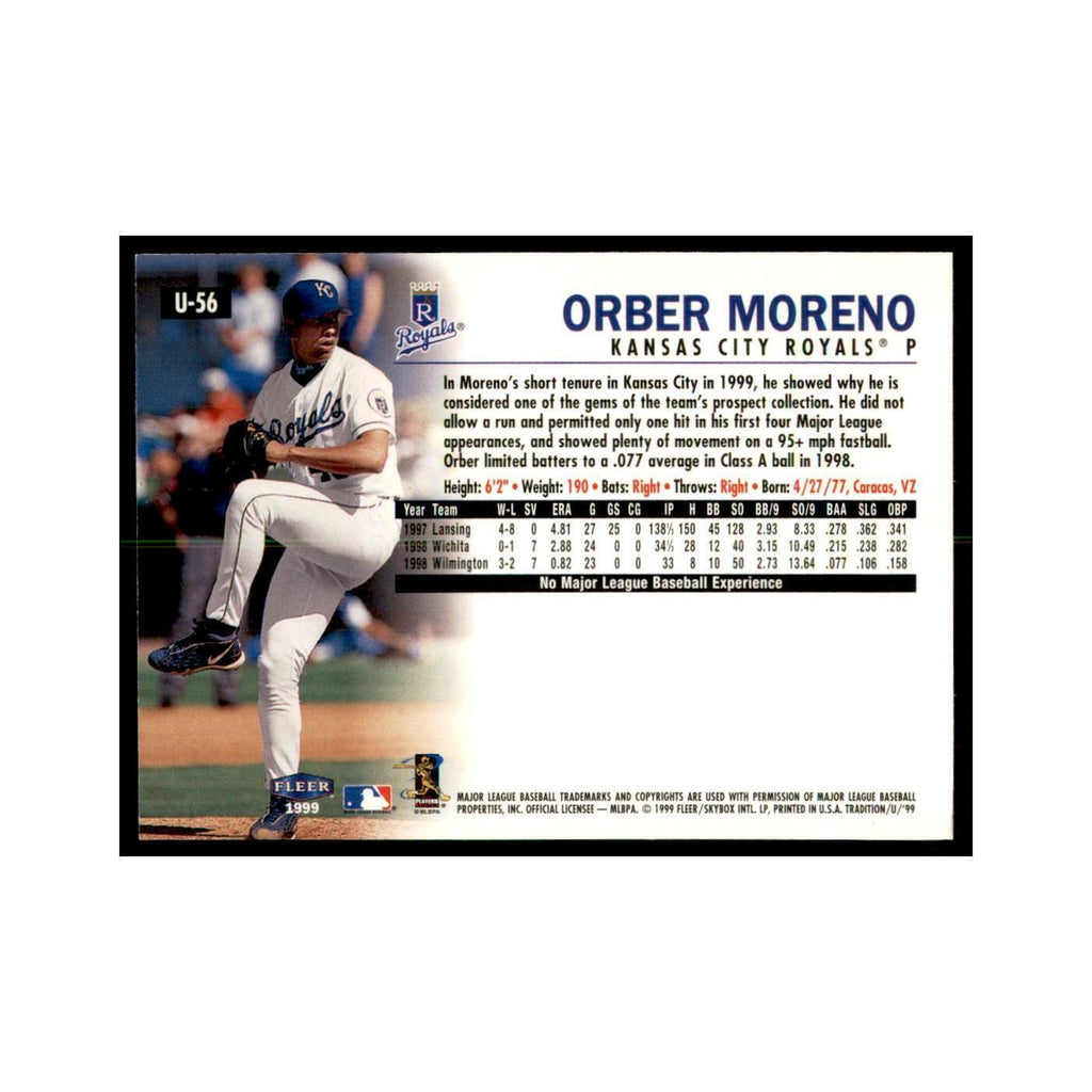 1999 Fleer Tradition Update Orber Moreno Baseball Cards #U-56