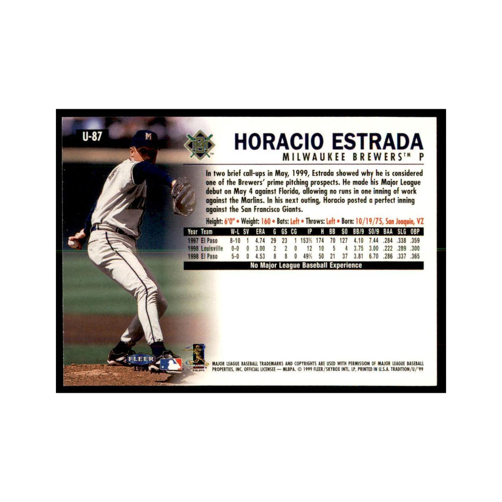 1999 Fleer Tradition Update Horacio Estrada Baseball Cards #U-87