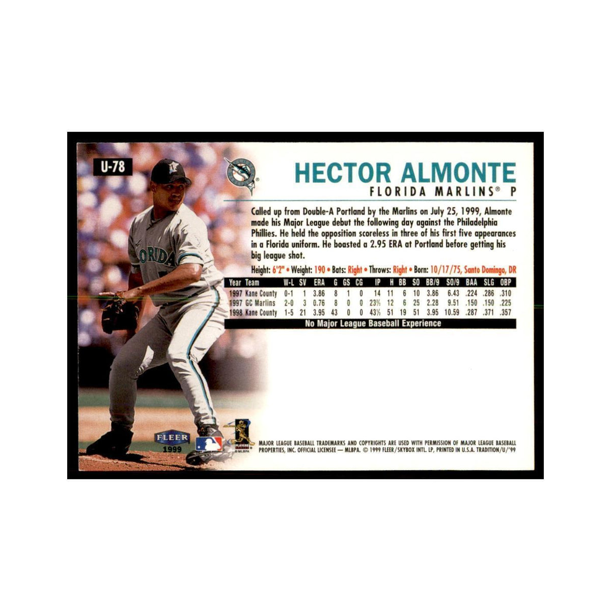 1999 Fleer Tradition Update Hector Almonte Baseball Cards #U-78