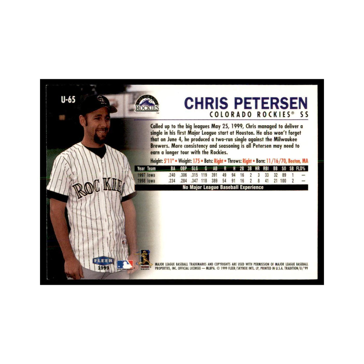 1999 Fleer Tradition Update Chris Petersen Baseball Cards #U-65