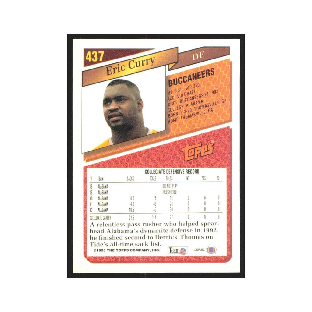 1993 Topps Eric Curry RC Buccaneers #437