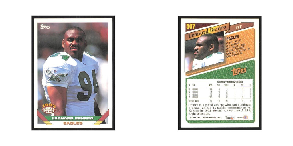 1993 Topps Leonard Renfro RC Eagles #507