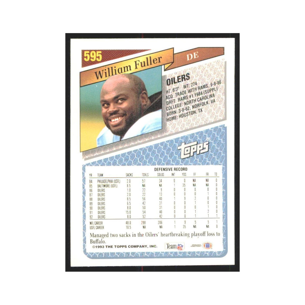 1993 Topps William Fuller Houston Oilers #595