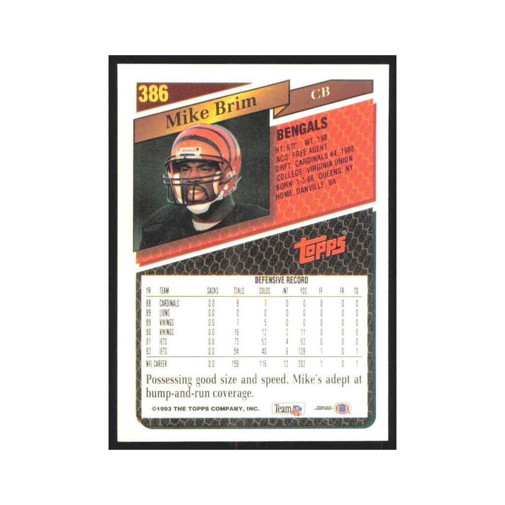 1993 Topps Mike Brim Bengals #386