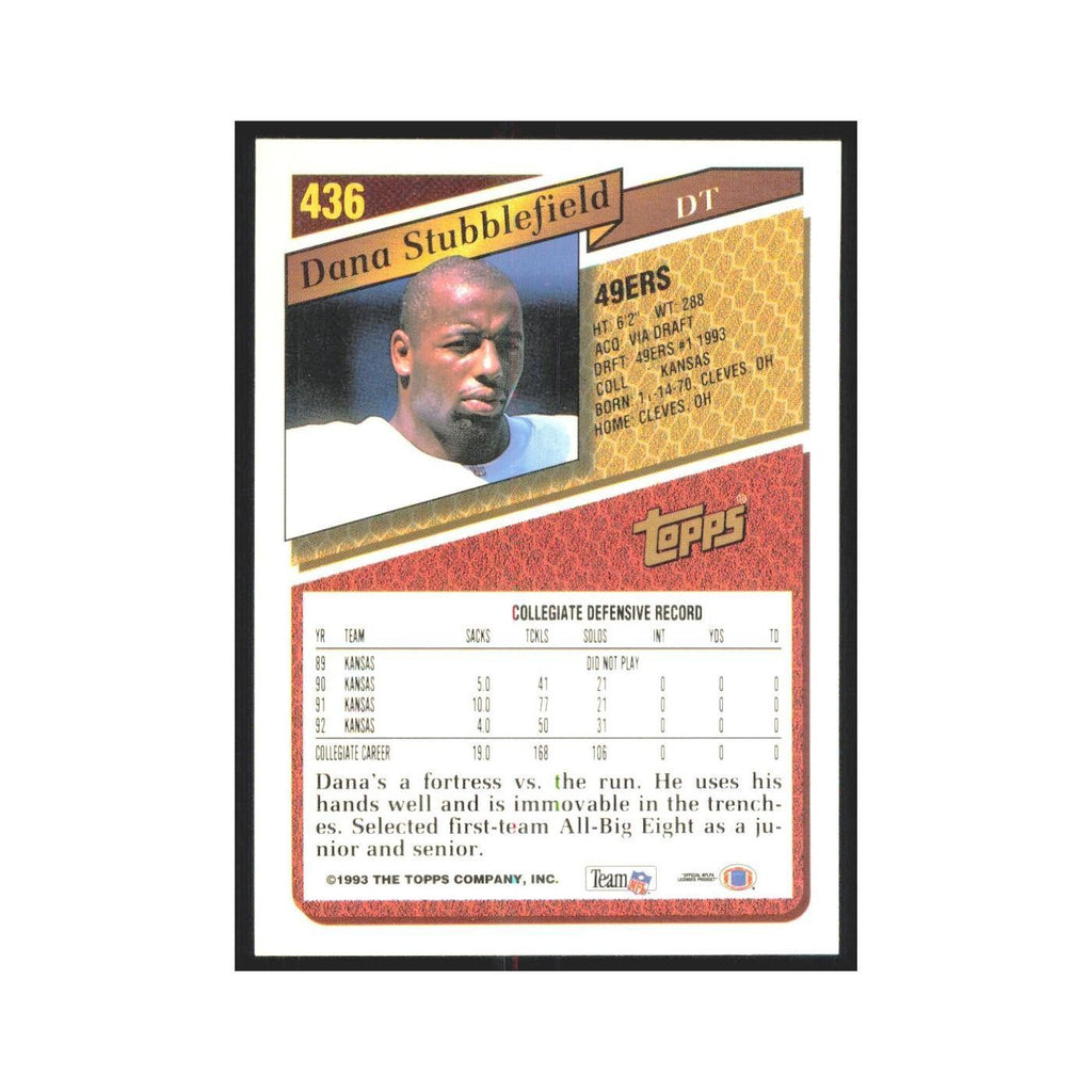 1993 Topps Dana Stubblefield RC 49ers #436