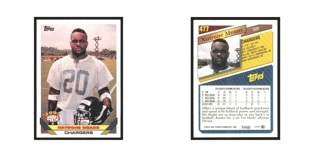 1993 Topps Natrone Means RC San Diego Chargers #477
