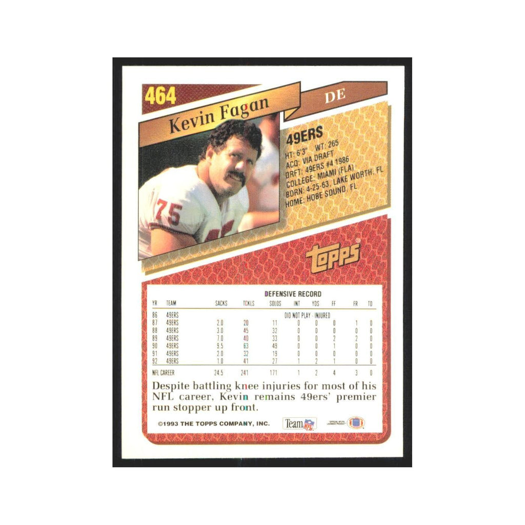 1993 Topps Kevin Fagan 49ers #464