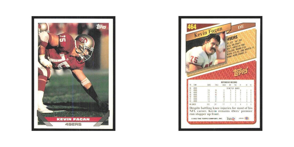 1993 Topps Kevin Fagan 49ers #464