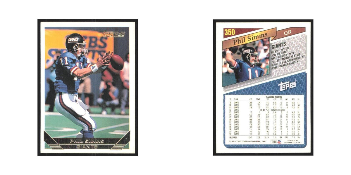 1993 Topps Gold Phil Simms Giants #350