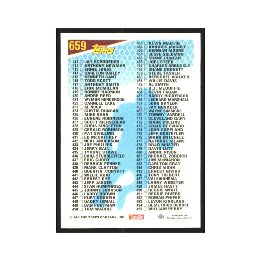 1993 Topps Checklist 330-495 RC #659