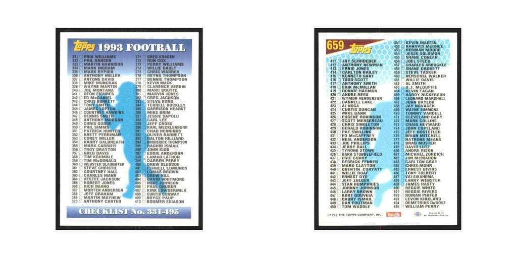 1993 Topps Checklist 330-495 RC #659