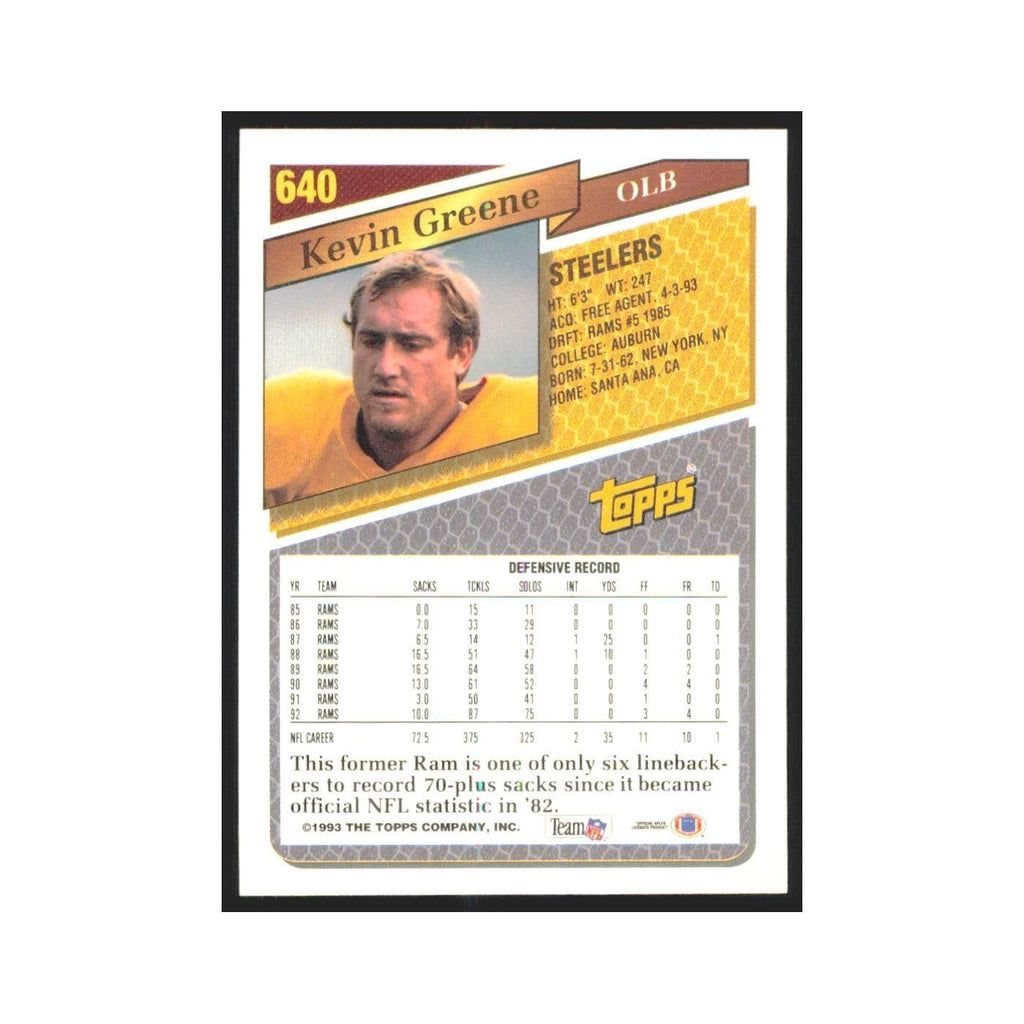 1993 Topps Kevin Greene Steelers #640