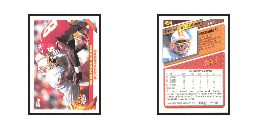 1993 Topps Demetrius DuBose RC Buccaneers #494