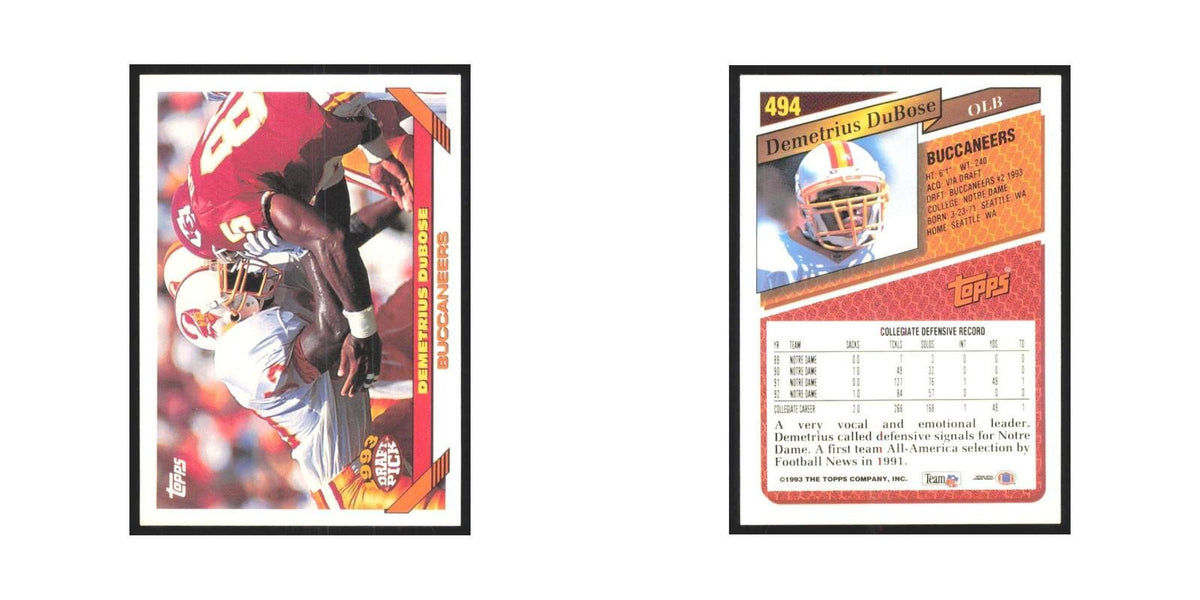 1993 Topps Demetrius DuBose RC Buccaneers #494