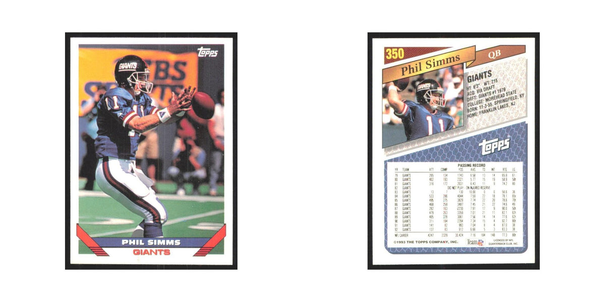 1993 Topps Phil Simms Giants #350