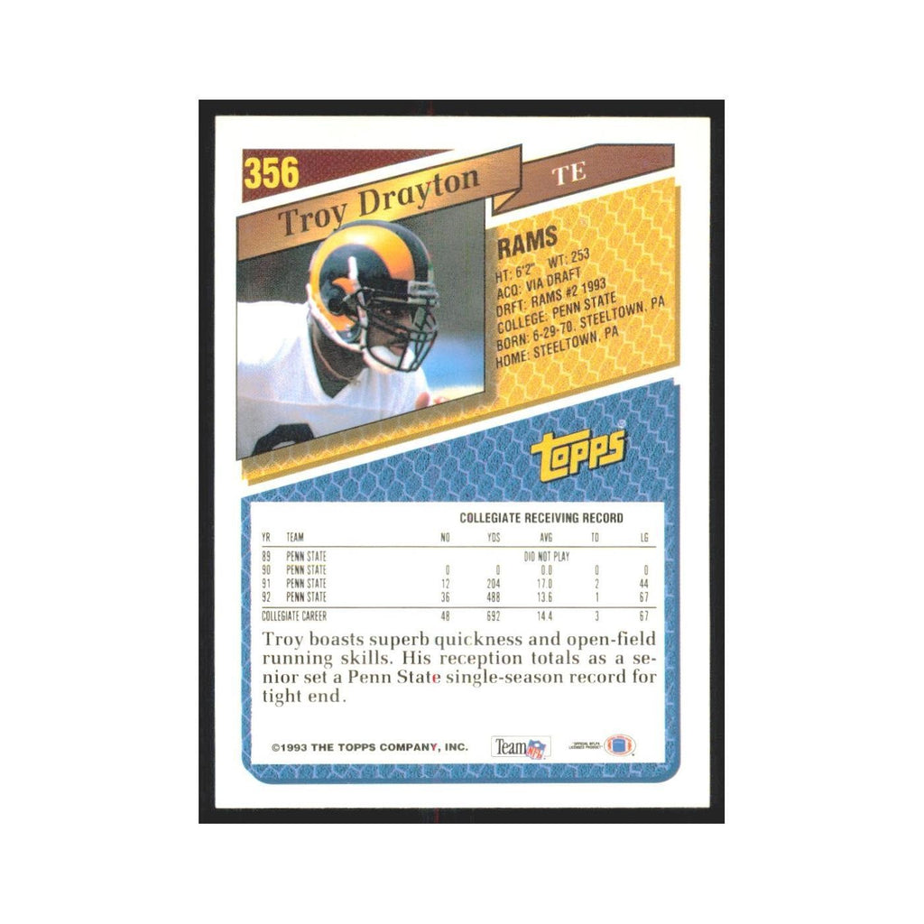 1993 Topps Troy Drayton RC Rams #356