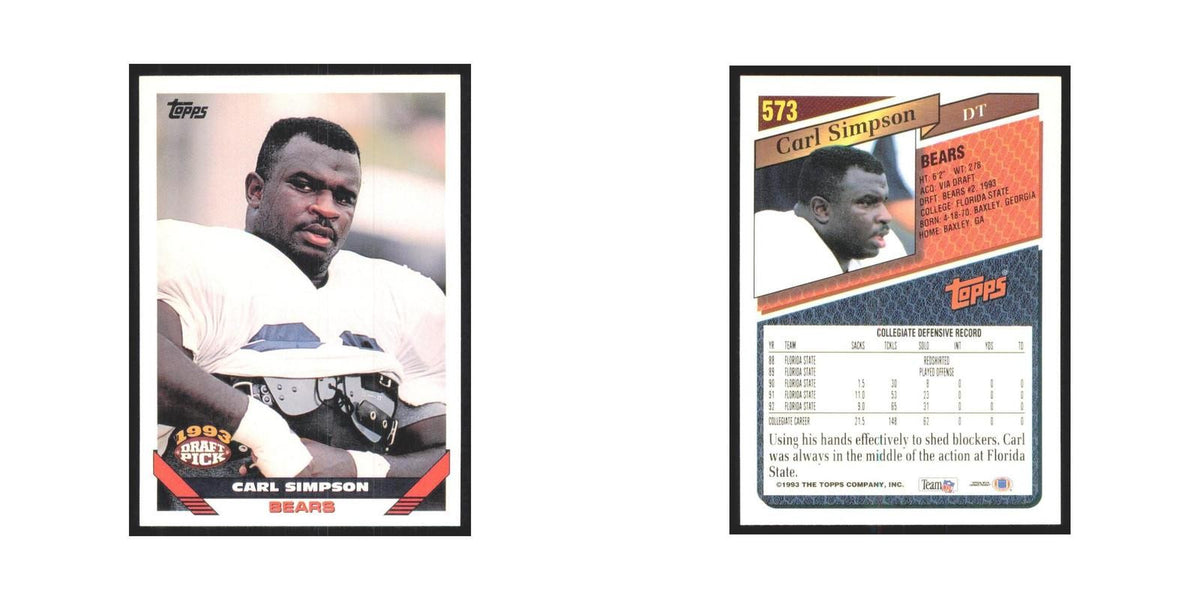1993 Topps Carl Simpson RC Bears #573