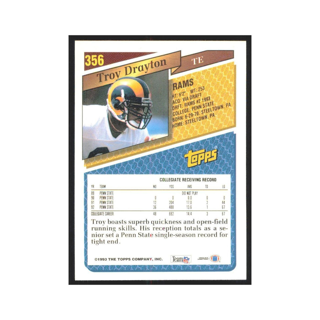 1993 Topps Troy Drayton RC Rams #356