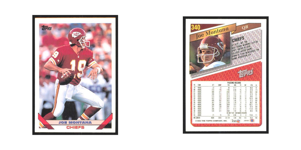 1993 Topps Joe Montana Chiefs #340