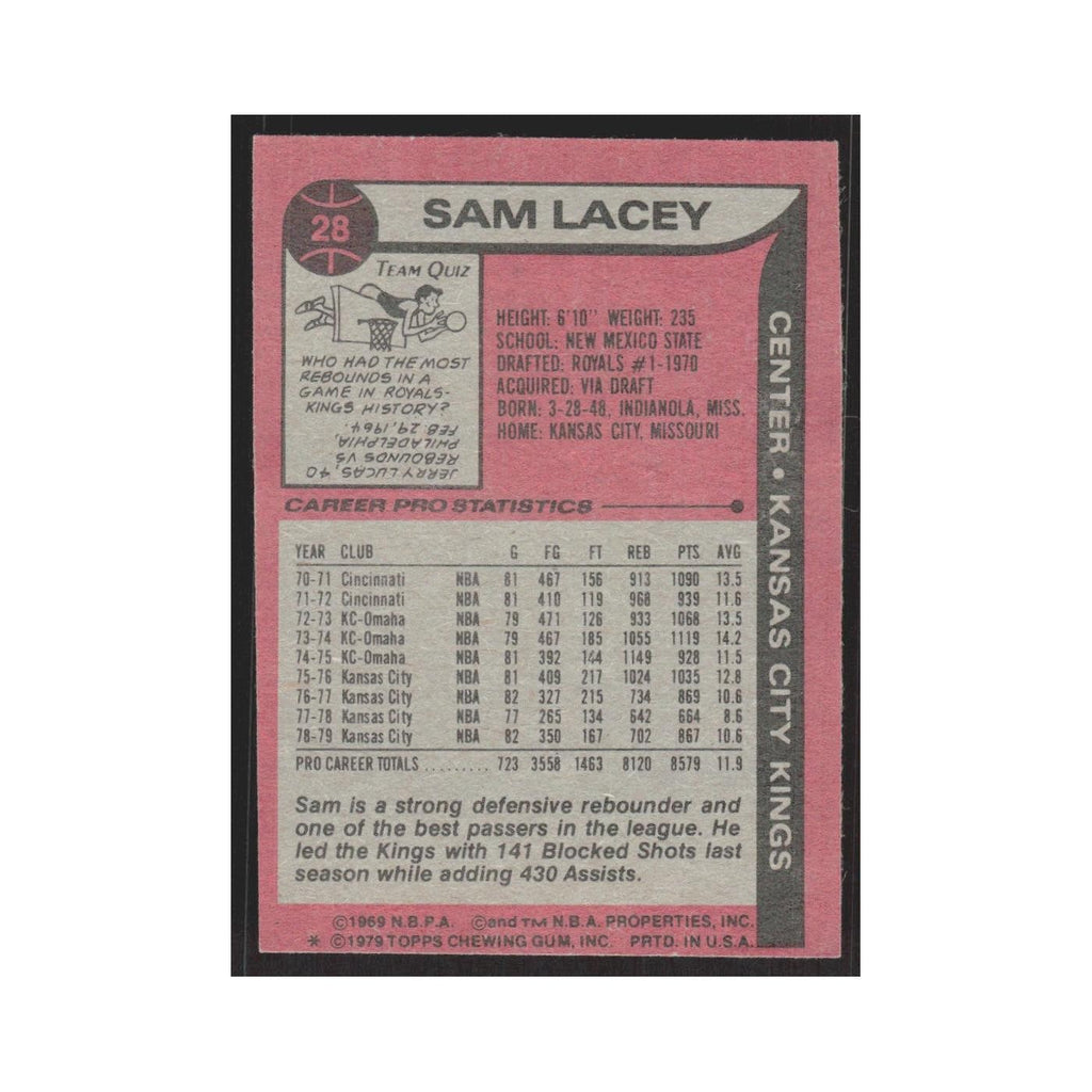 1979 Topps Sam Lacey Kansas City Kings #28