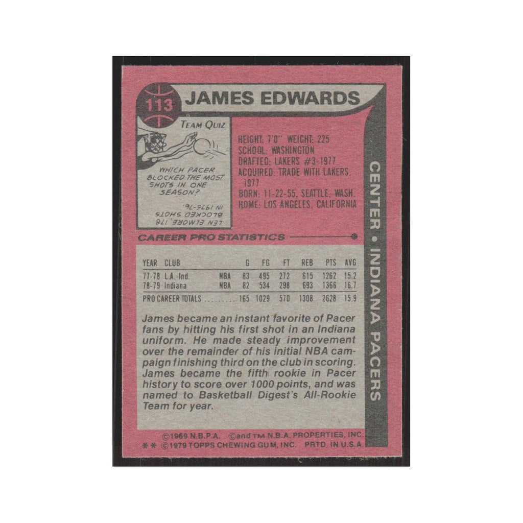 1979 Topps James Edwards Pacers #113
