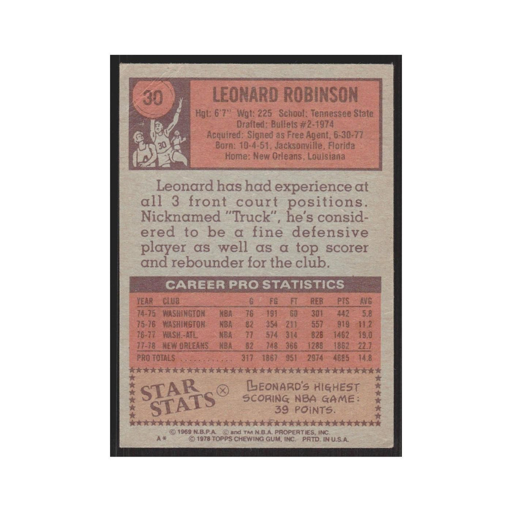 1978 Topps Leonard Robinson New Orleans Jazz #30