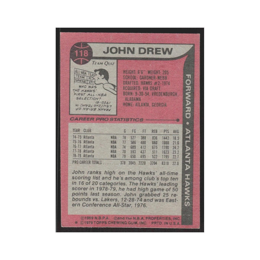 1979 Topps John Drew Hawks #118