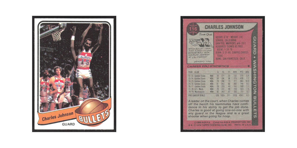 1979 Topps Charles Johnson Washington Bullets #116