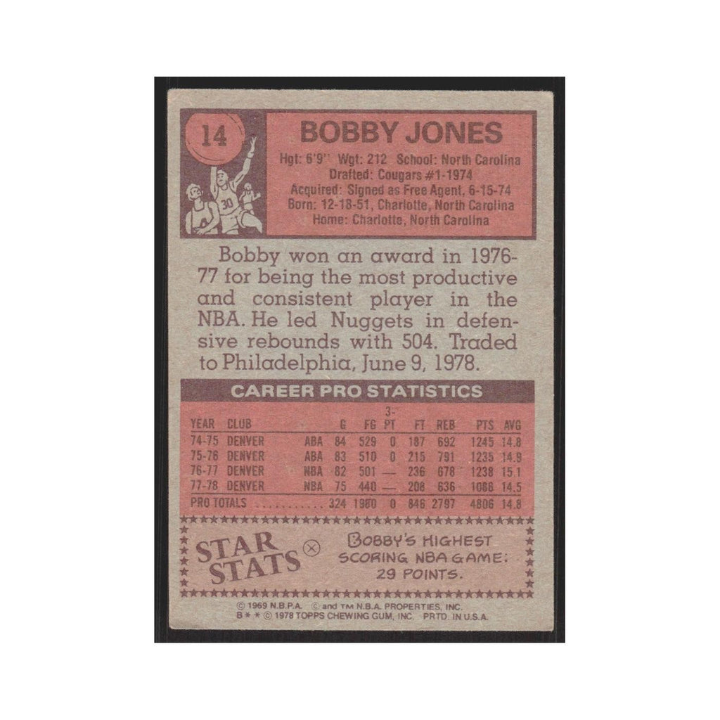 1978 Topps Bobby Jones Nuggets #14