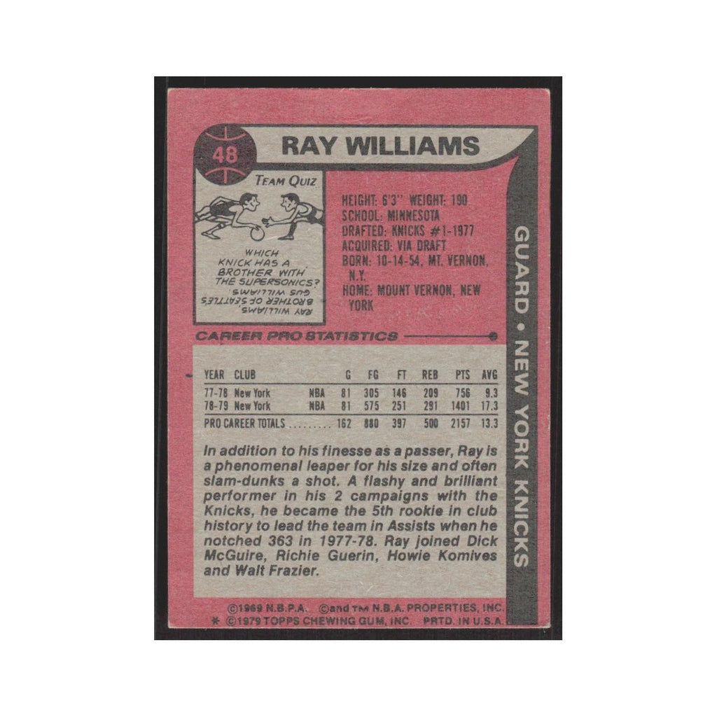 1979 Topps Ray Williams Knicks #48