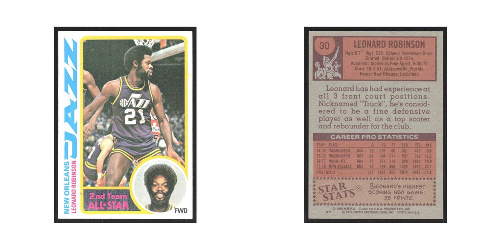 1978 Topps Leonard Robinson New Orleans Jazz #30