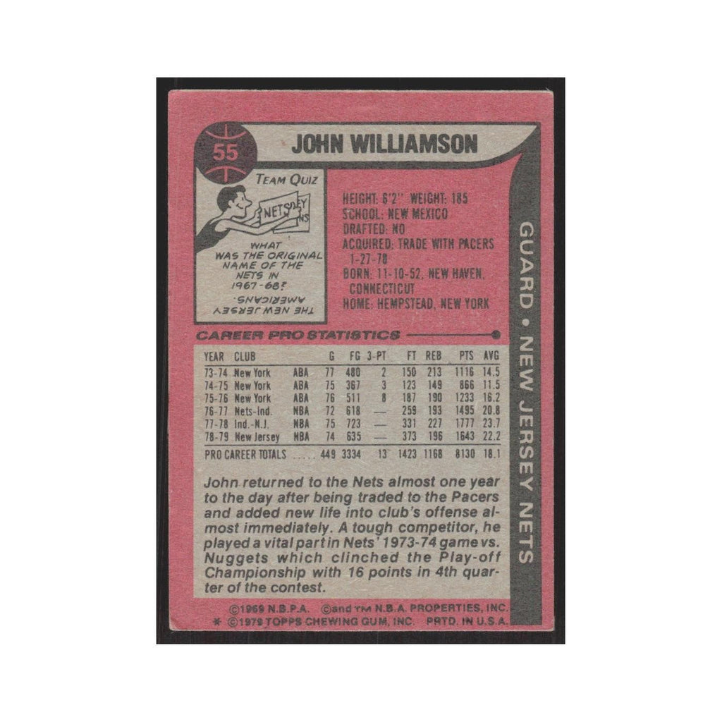 1979 Topps John Williamson Nets #55