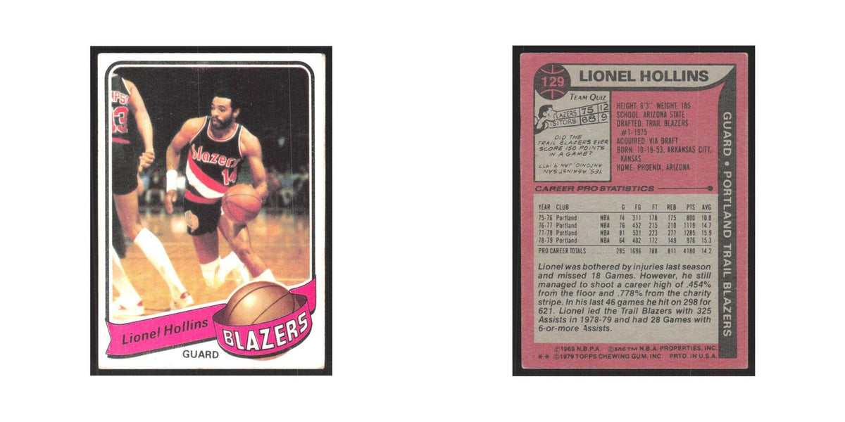 1979 Topps Lionel Hollins Blazers #129