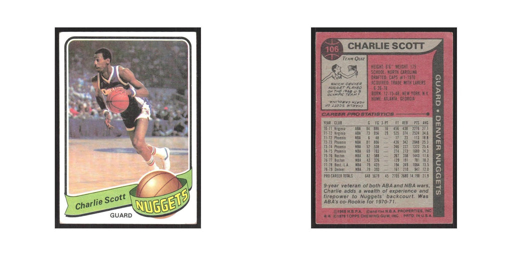 1979 Topps Charlie Scott Nuggets #106