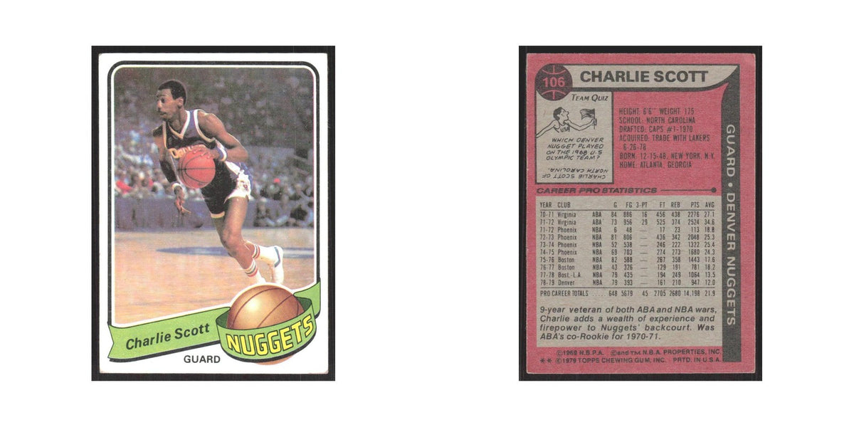 1979 Topps Charlie Scott Nuggets #106
