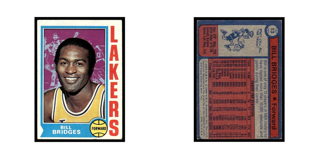Bill Bridges 1974 Topps (Damaged) #13 Los Angeles Lakers Basketball Card Poor