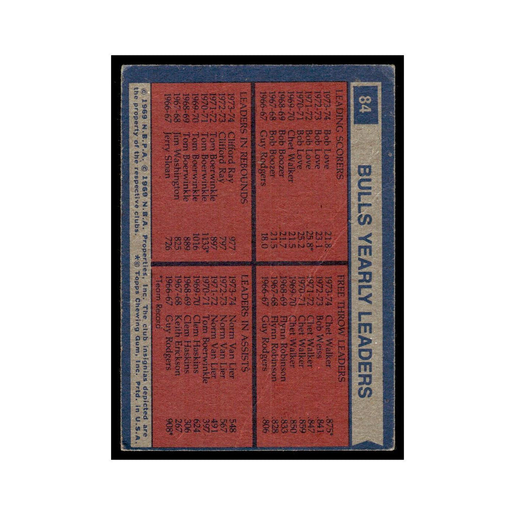 Bob Love Chet Walker Clifford Ray Norm Van Lier 1974 Topps (Damaged) #84 Poor