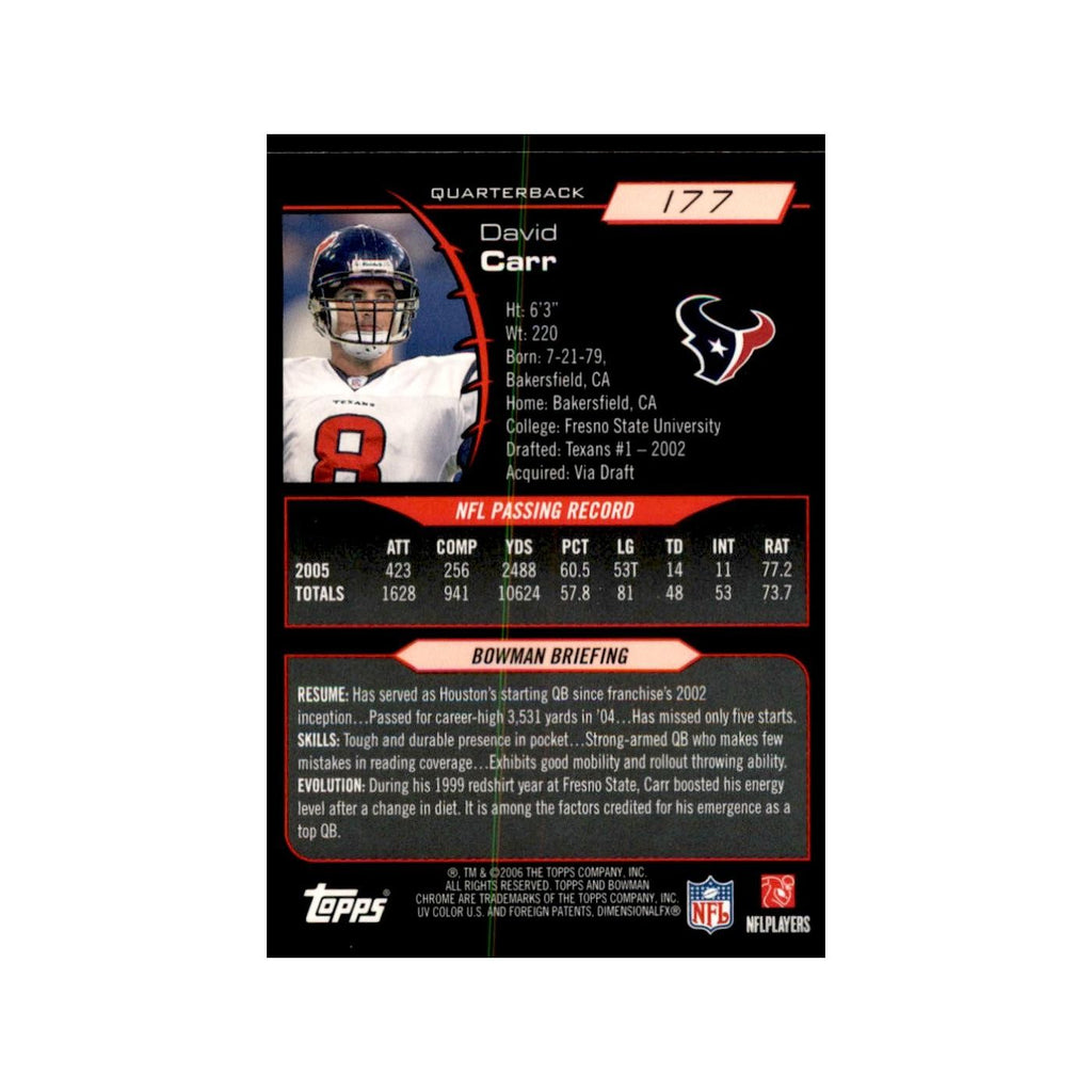 2006 Bowman Chrome David Carr Texans #177