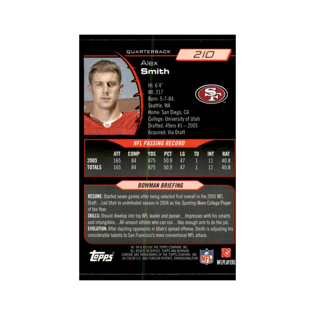 2006 Bowman Chrome Alex Smith 49ers #210