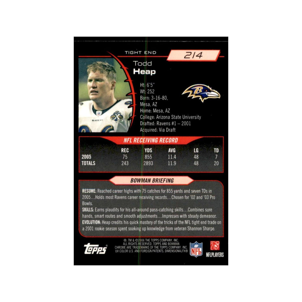 2006 Bowman Chrome Todd Heap Ravens #214