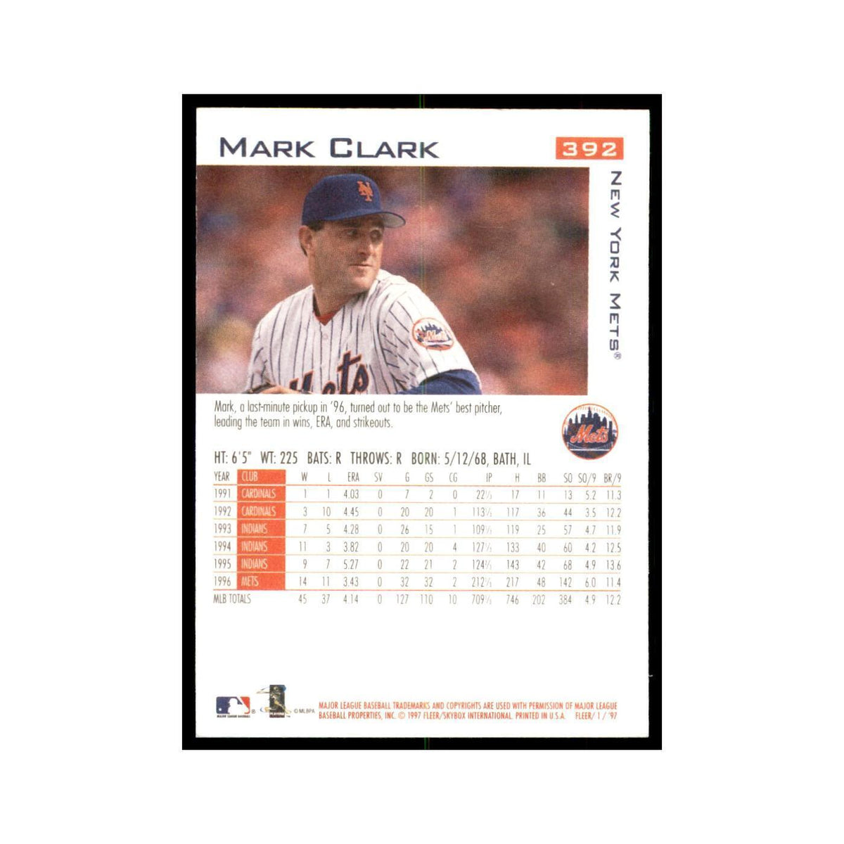 1997 Fleer Mark Clark Baseball Cards #392