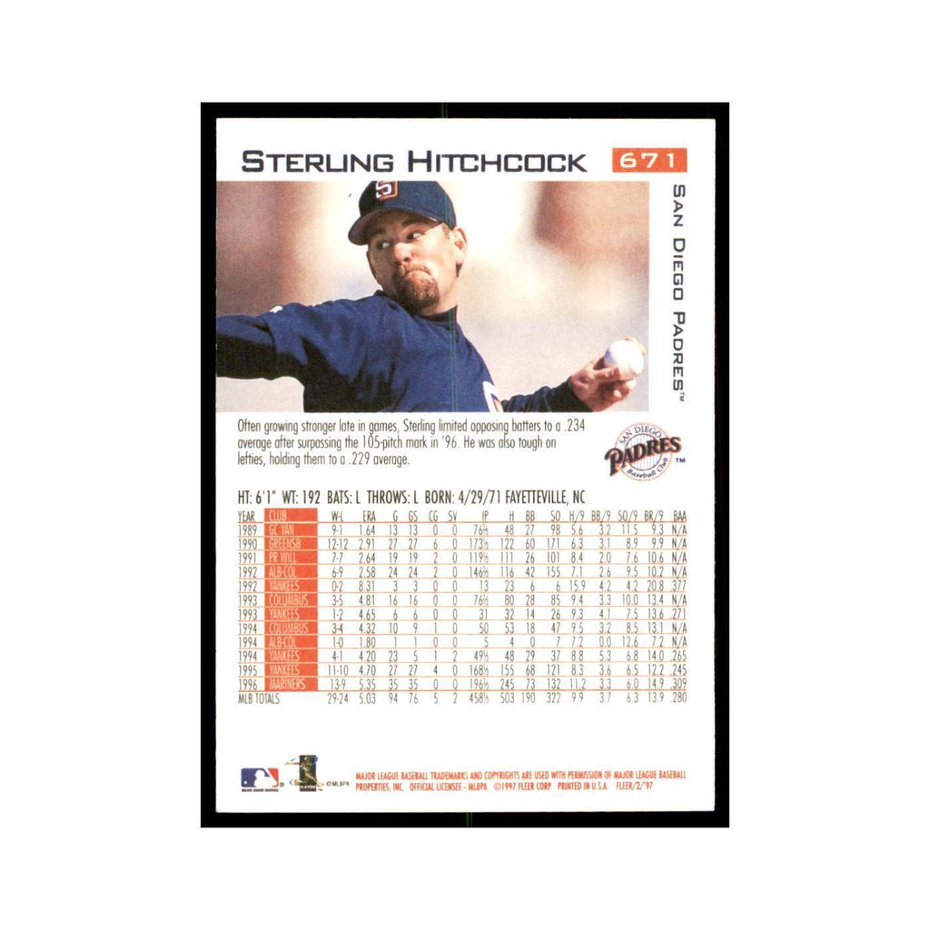 1997 Fleer Sterling Hitchcock Baseball Cards #671